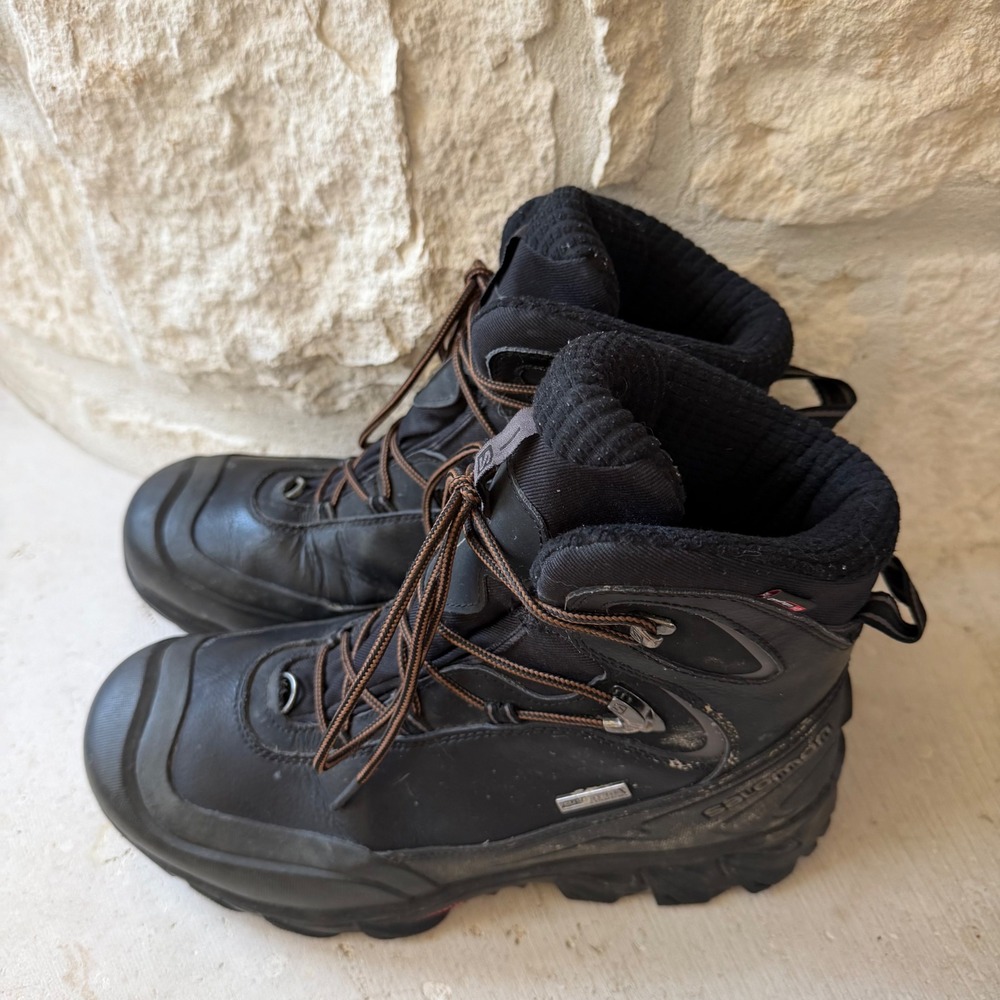 Salomon Anka CS‎ Climatherm Contagrip Leather Boots Black Waterproof Size 10.5